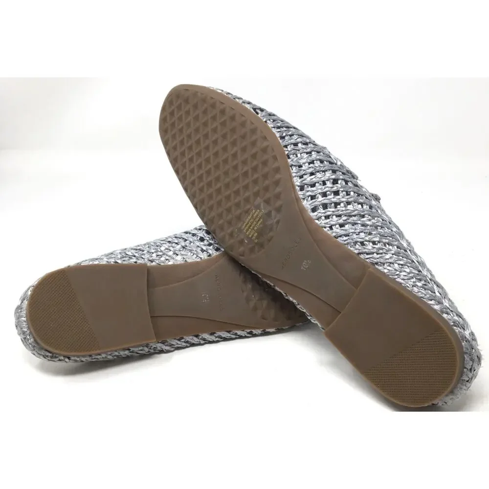Aerosoles Hannah Raffia Women's Size 10.5 Silver Slip-On Loafer Shoes